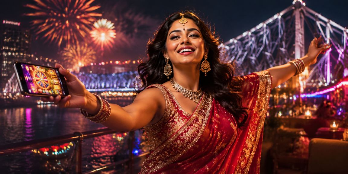 Indian woman enjoying mobile casino gaming